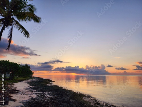 sunset over the beach
