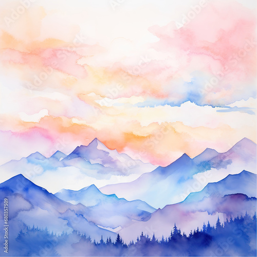Watercolor Mountains © muzdit