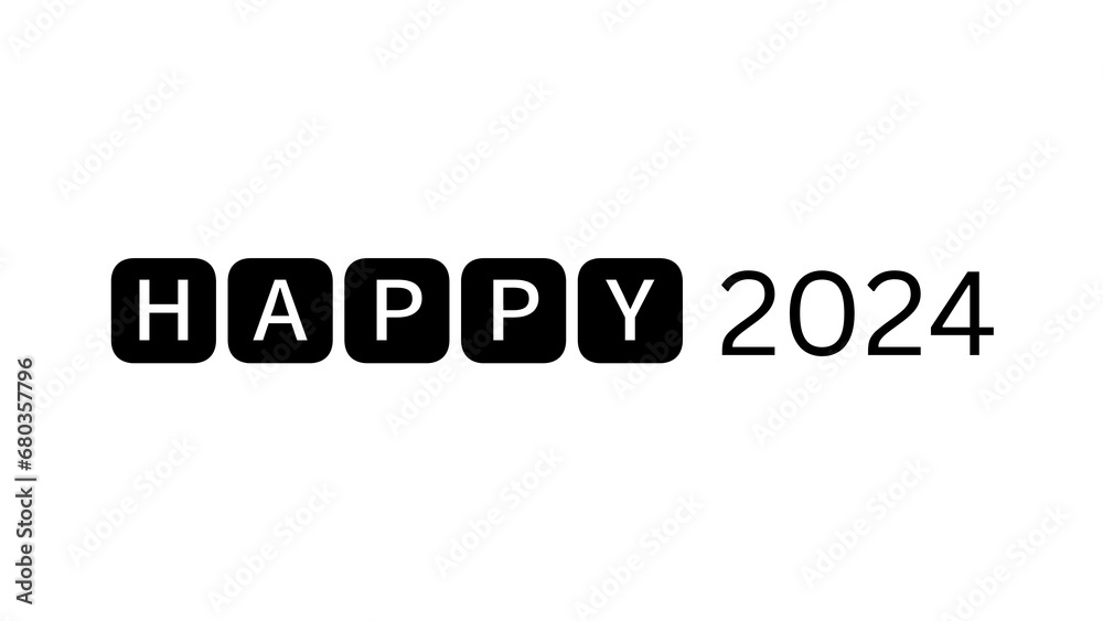 happy new year 2024 - in round islaten black and white