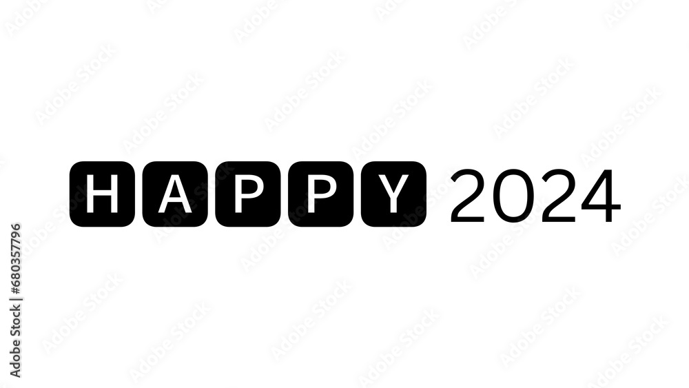 happy new year 2024 - in round islaten black and white happy new year 2024 - in round islaten black and white