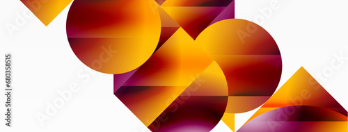 Serene gradient template. Circles and triangles mingle in minimalist perfection. Gentle fusion of forms and hues creates balanced yet captivating backdrop, embodying modern sophistication