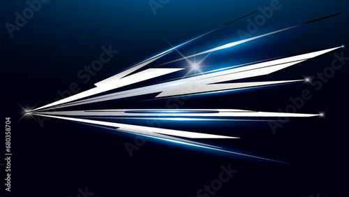 Abstract futuristic design with glowing silver chrome stripes and stars in space. Automotive sticker stripes.