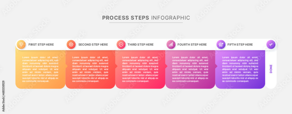 5 Steps Process Workflow Business Infographic Modern Design Template