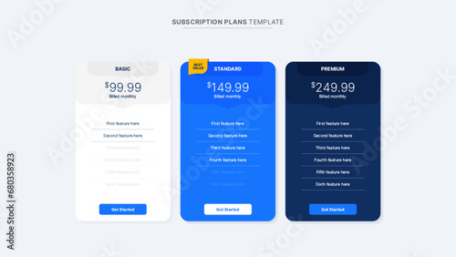 Plan Offer Price Package Subscription Comparison Table Chart Infographic Design Template