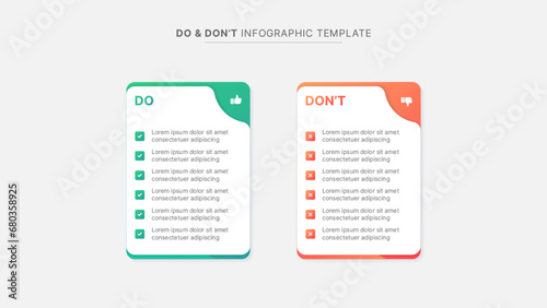 Dos and Don'ts, Pros and Cons, VS, Versus Comparison Infographic Design Template