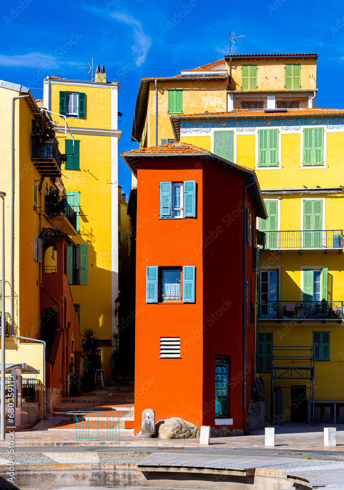 View of Menton, a town on the French Riviera in southeast France known for beaches and the Serre de la Madone garden