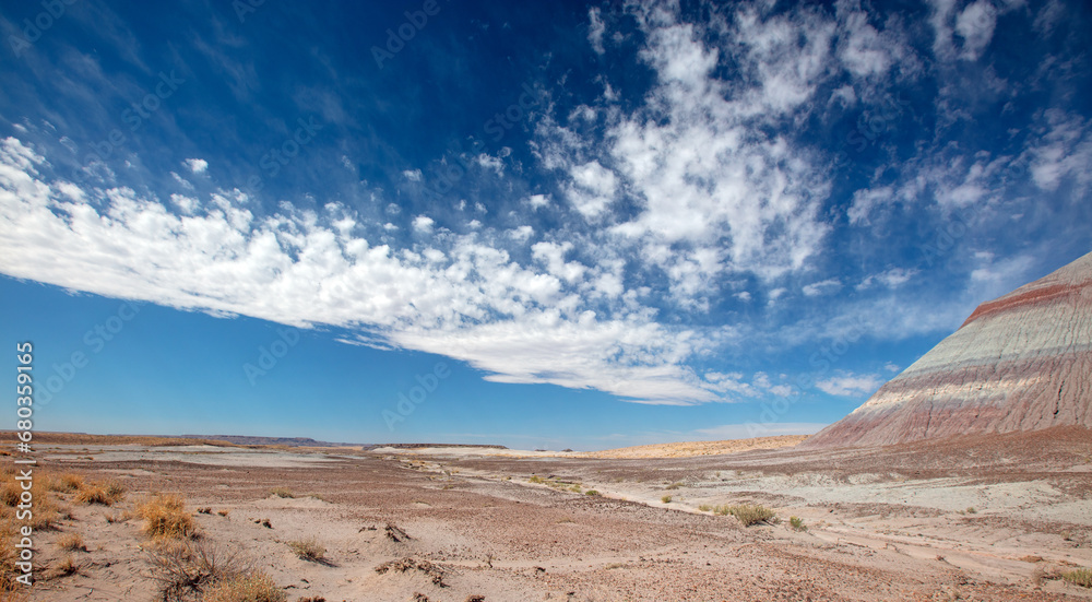 Stark desert landscape in Petrified Forest National Park in Arizona United States Stark desert landscape in Petrified Forest National Park in Arizona United States