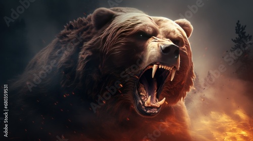 angry bear background wallpaper ai generated photo