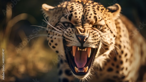 angry cheetah 3d wallpaper background ai generated photo