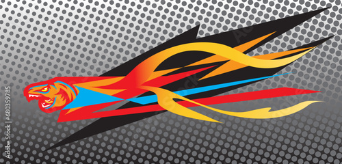 Komodo dragon car sticker stripes with gradient halftone effects