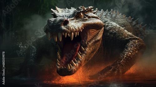 angry crocodile background wallpaper ai generated photo