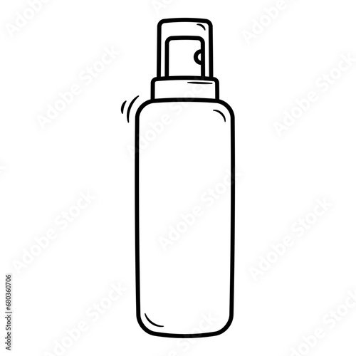 Doodle face mist line art element. Vector element with skincare theme and doodle hand drawn style. Illustration.