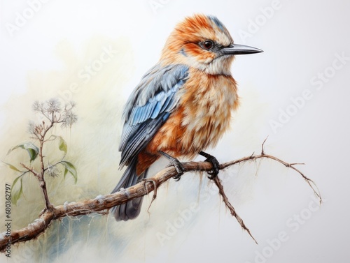 Chalk-Drawn Realistic Bird