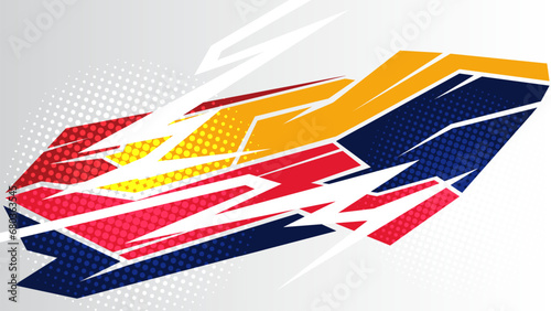 Automotive art geometric stripe sticker. Truck or car or vehicle abstract stripes. Car Body Mockup.