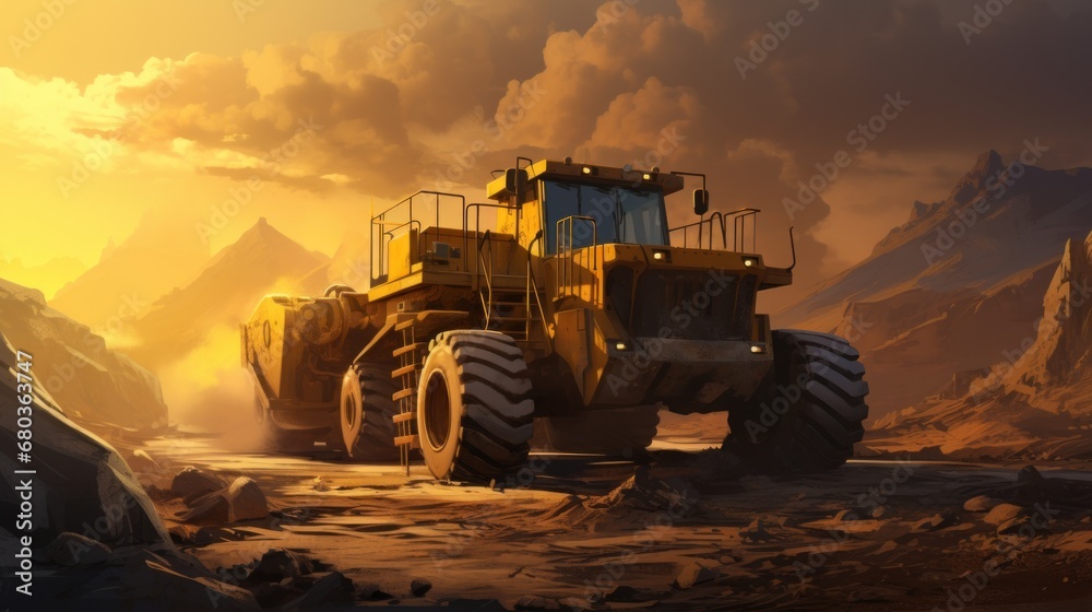 Fototapeta premium heavy equipment background wallpaper ai generated