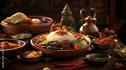 Indonesian traditional food background wallpaper ai generated photo