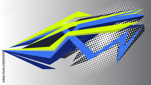Automotive art geometric stripe sticker. Truck or car or vehicle abstract stripes. Car Body Mockup.