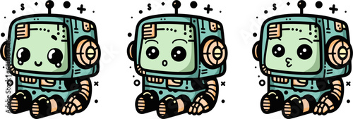 Funny cartoon robot on Retro-Styled