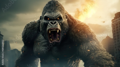 angry king kong background wallpaper ai generated