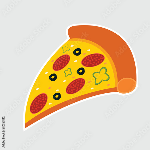 pizza slice with fresh vegetables and crispy crust .Template for background, banner, card, congratulation cards, social media, poster with text inscription .