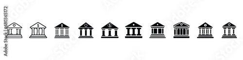 Bank Icon, bank icon line vector, Bank building. Online banking, finance, bank transactions, bank service. bank vector icon, court building vector icon, bank building icon vector