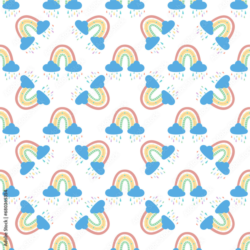 Fototapeta premium pattern with cartoon rainbows