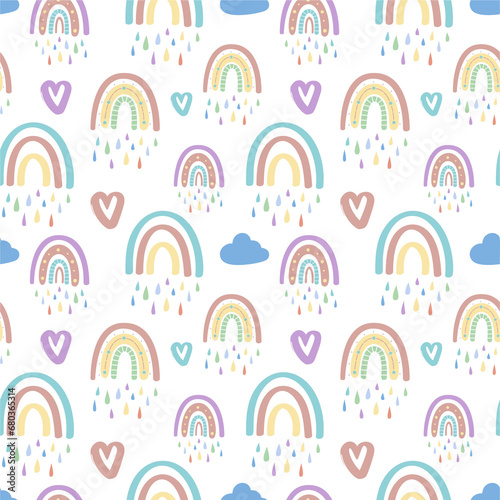 pattern with cartoon rainbows