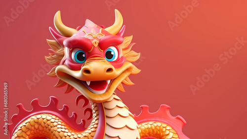 Cartoon cute chinese dragon illustration

