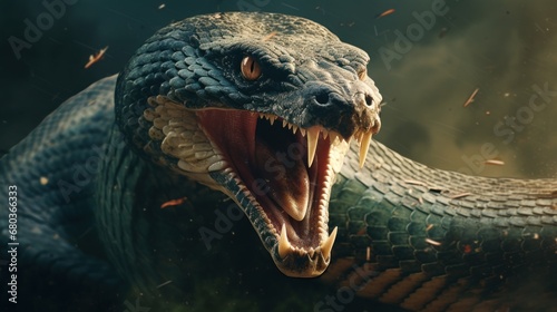 Titanoboa is angry background wallpaper ai generated photo