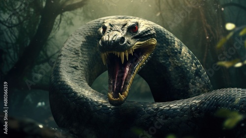 Titanoboa is angry background wallpaper ai generated photo
