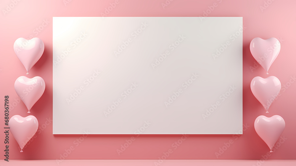 Pink heart-shaped balloon PPT background poster web page, Valentine's Day, holiday party background