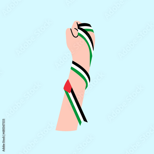 Hand With Palestine Flag Illustration 