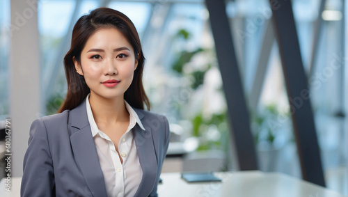 Portrait of young Asian business woman in office