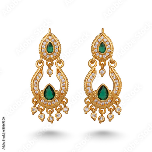 Indian Rajasthani Golden Drop Earrings Jewellery