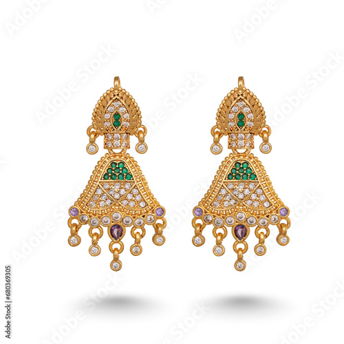 Indian Rajasthani Golden Drop Earrings Jewellery