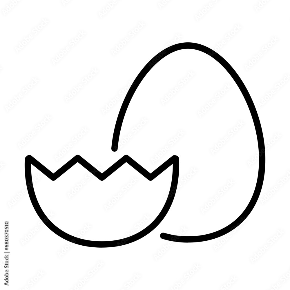 Black single broken egg line icon, simple outline cooking food flat design pictogram, infographic vector for app logo web button ui ux interface elements isolated on white background Black single broken egg line icon, simple outline cooking food flat design pictogram, infographic vector for app logo web button ui ux interface elements isolated on white background