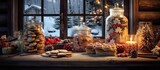 In the cozy wooden house, amidst the winter snow, a delightful aroma of freshly baked cookies filled the air, as the colorful Christmas decorations adorned every corner, creating a festive and joyful