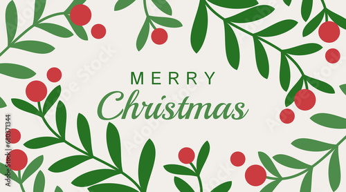 Christmas background with leaf ornaments. vector design template for banner, greeting card, poster, social media promotion, web.
