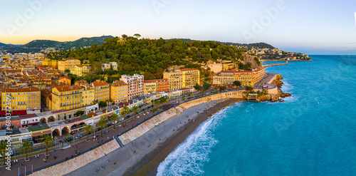 Fototapeta Naklejka Na Ścianę i Meble -  Sunset view of Nice, Nice, the capital of the Alpes-Maritimes department on the French Riviera