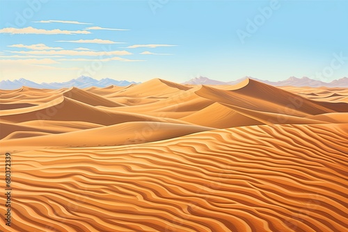 Rippled Sand Dunes: Captivating Desert Colors Under a Clear Sky