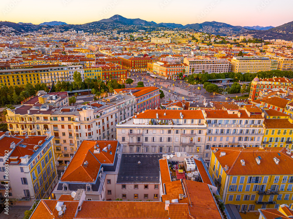 Sunset view of Nice, Nice, the capital of the Alpes-Maritimes department on the French Riviera