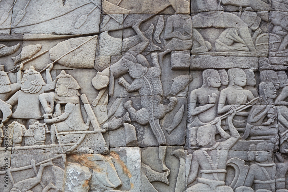 The stunning Bayon Temple in Angkor, Cambodia, known for its many smiling faces The stunning Bayon Temple in Angkor, Cambodia, known for its many smiling faces