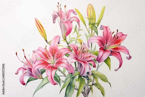 Colorful Flower Drawing: Vibrant Watercolor Painting on Canvas © Michael