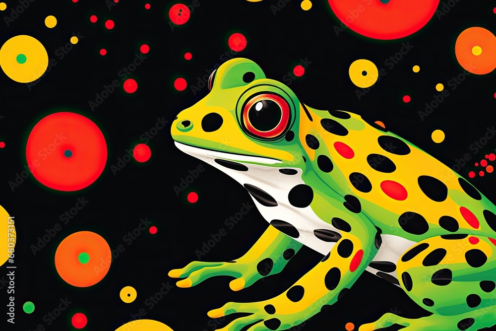 Frog Color Seamless Modern Dotted Background: Whimsical Textile Pattern