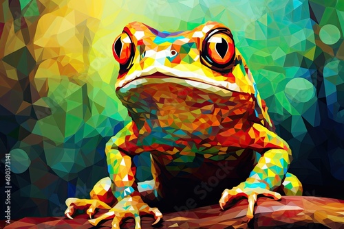 Frog-Color Mosaic: Vintage Abstract Illustration of a Vibrant, Scaled Journey