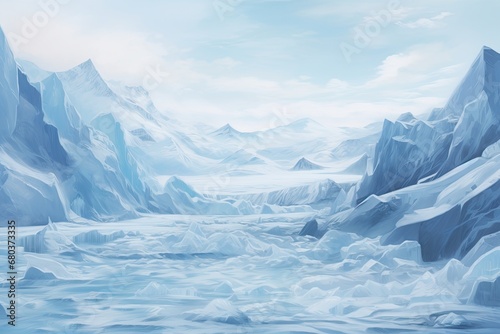 Crystalline Winter: Glacier Colors Unveiled in a Cool, Crisp Landscape.