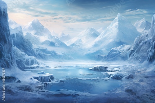 Crisp Glacier Colors: Mesmerizing Winter Landscape for a Cool and Fresh Design