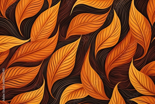 Ginger Orange Autumn Leaves: Abstract Pattern of Vibrant Fall Colors