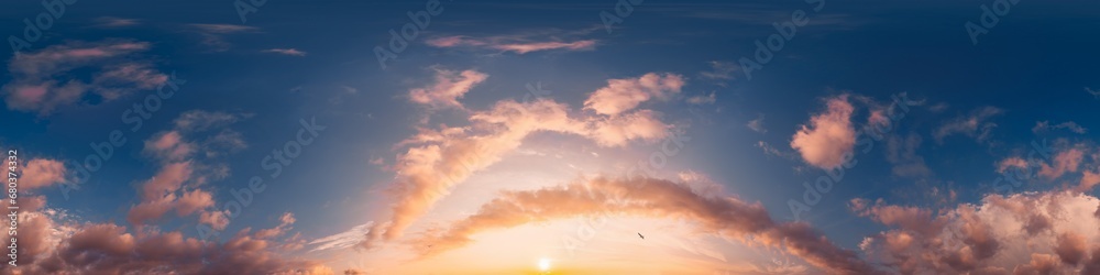 360 hdr panorama of sunset sky with bright pink Cumulus clouds, suitable for aerial drone panoramas and sky replacement. Nature, weather and climate change concept 360 hdr panorama of sunset sky with bright pink Cumulus clouds, suitable for aerial drone panoramas and sky replacement. Nature, weather and climate change concept