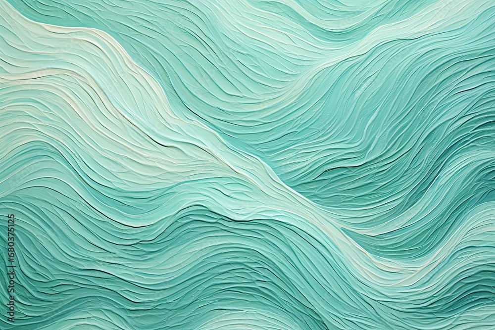 Mint Serenade: Vibrant Wave Fragment of Artwork on Paper